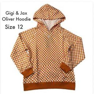 LuLaRoe GiGi & Jax Hoodie orange and white check NWT